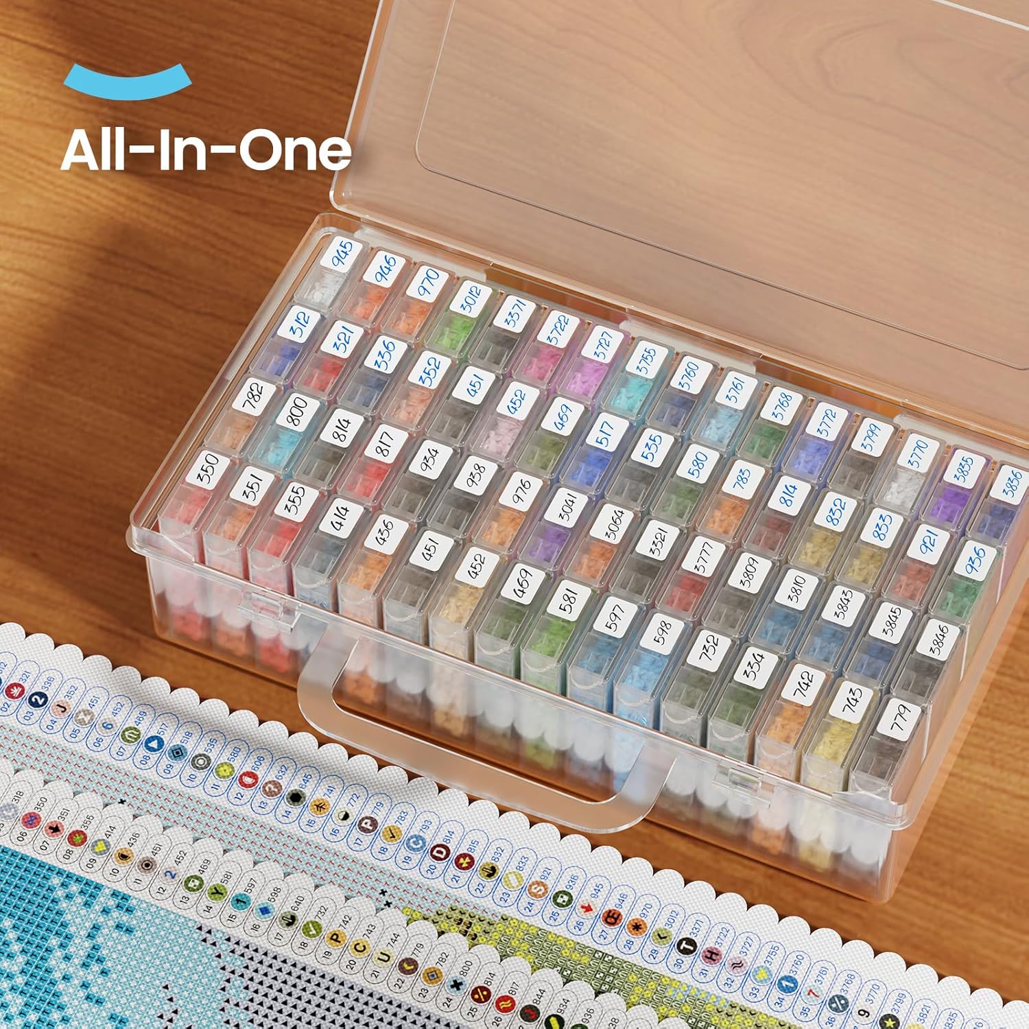ARTDOT 64 Jars Storage Containers for Diamond Art Kits for Adults. Portable Storage Organizer with Sticker Labels for Diamond Painting Accessories and Tools - Image 3