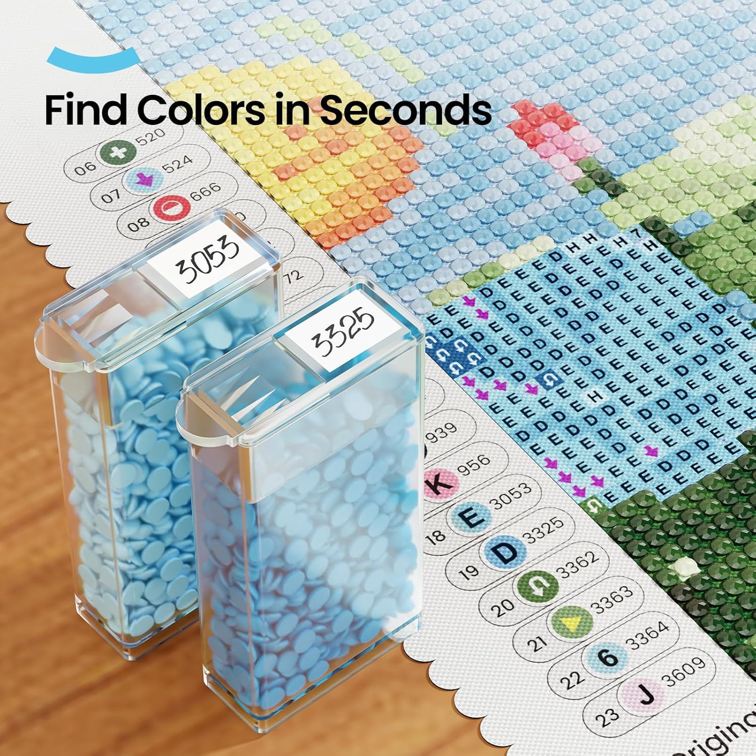 ARTDOT 64 Jars Storage Containers for Diamond Art Kits for Adults. Portable Storage Organizer with Sticker Labels for Diamond Painting Accessories and Tools - Image 5